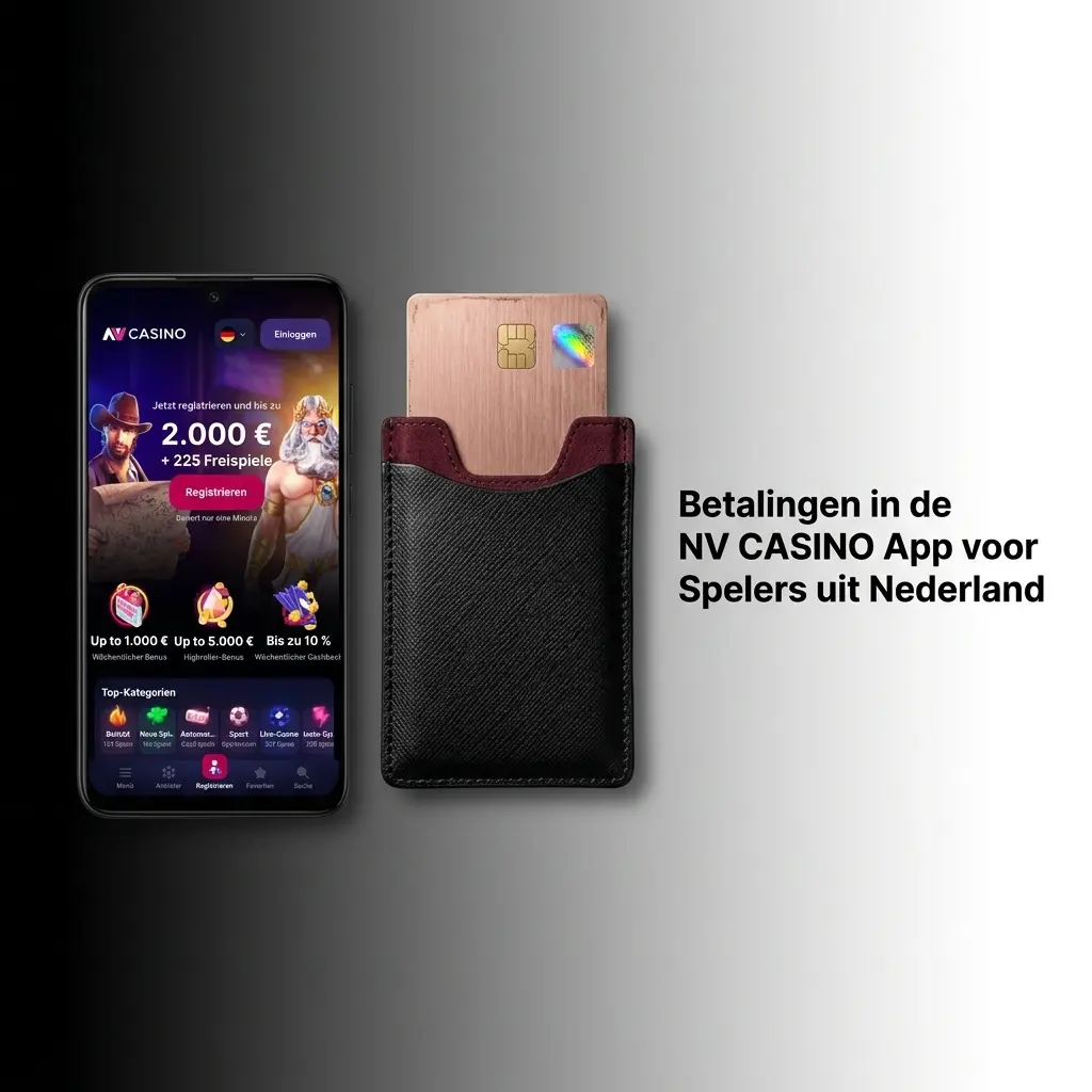 Betaalmethoden in de NV CASINO App: Visa, Mastercard, bankoverschrijving, Skrill, Neteller en MiFinity voor Nederlandse spelers.