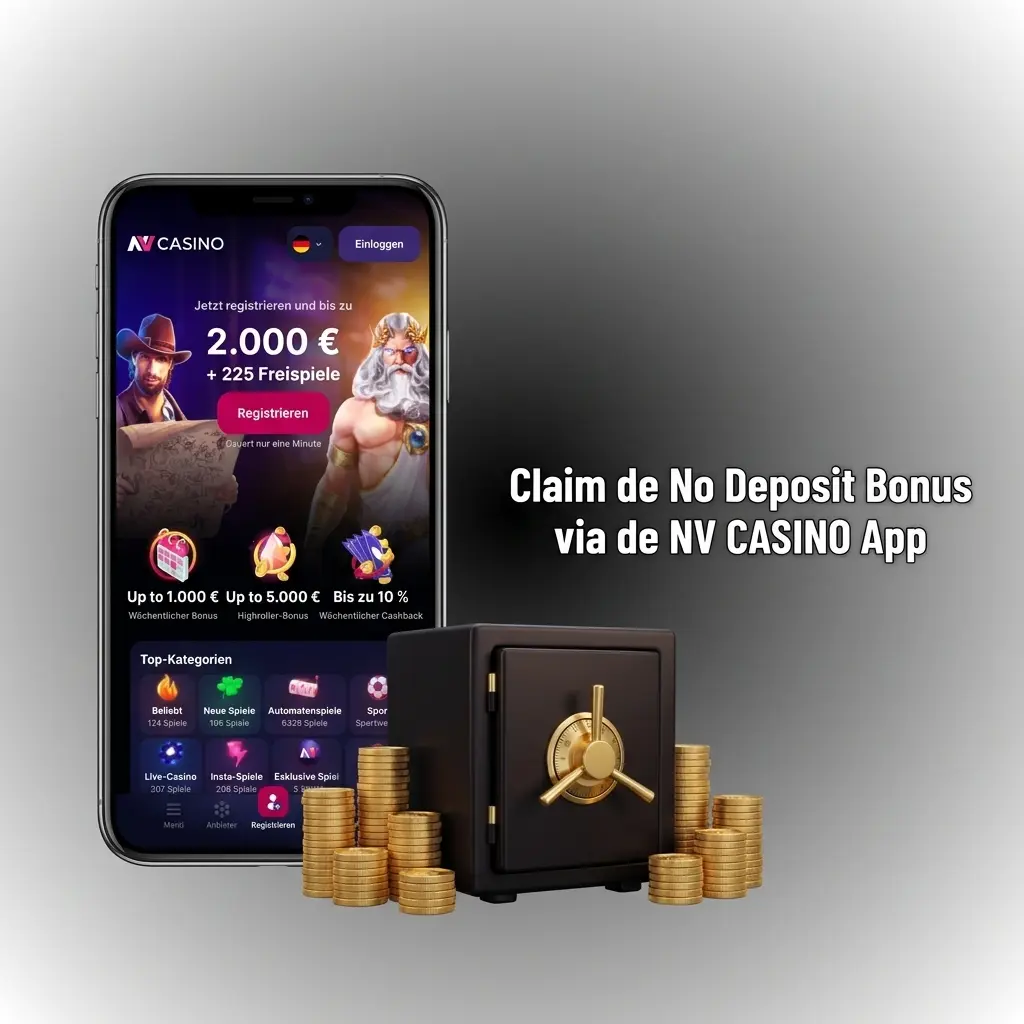 NV CASINO app met no deposit bonus van 2000 EUR en 225 Free Spins voor iOS en Android gebruikers