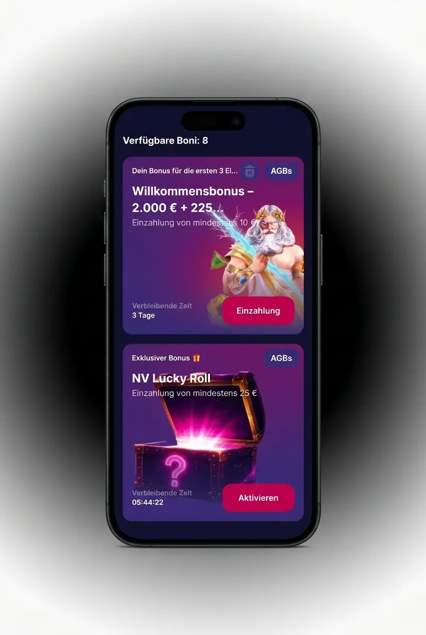 Stappenplan voor het claimen van de NV CASINO no deposit bonus, inclusief registratie en activering zonder storting