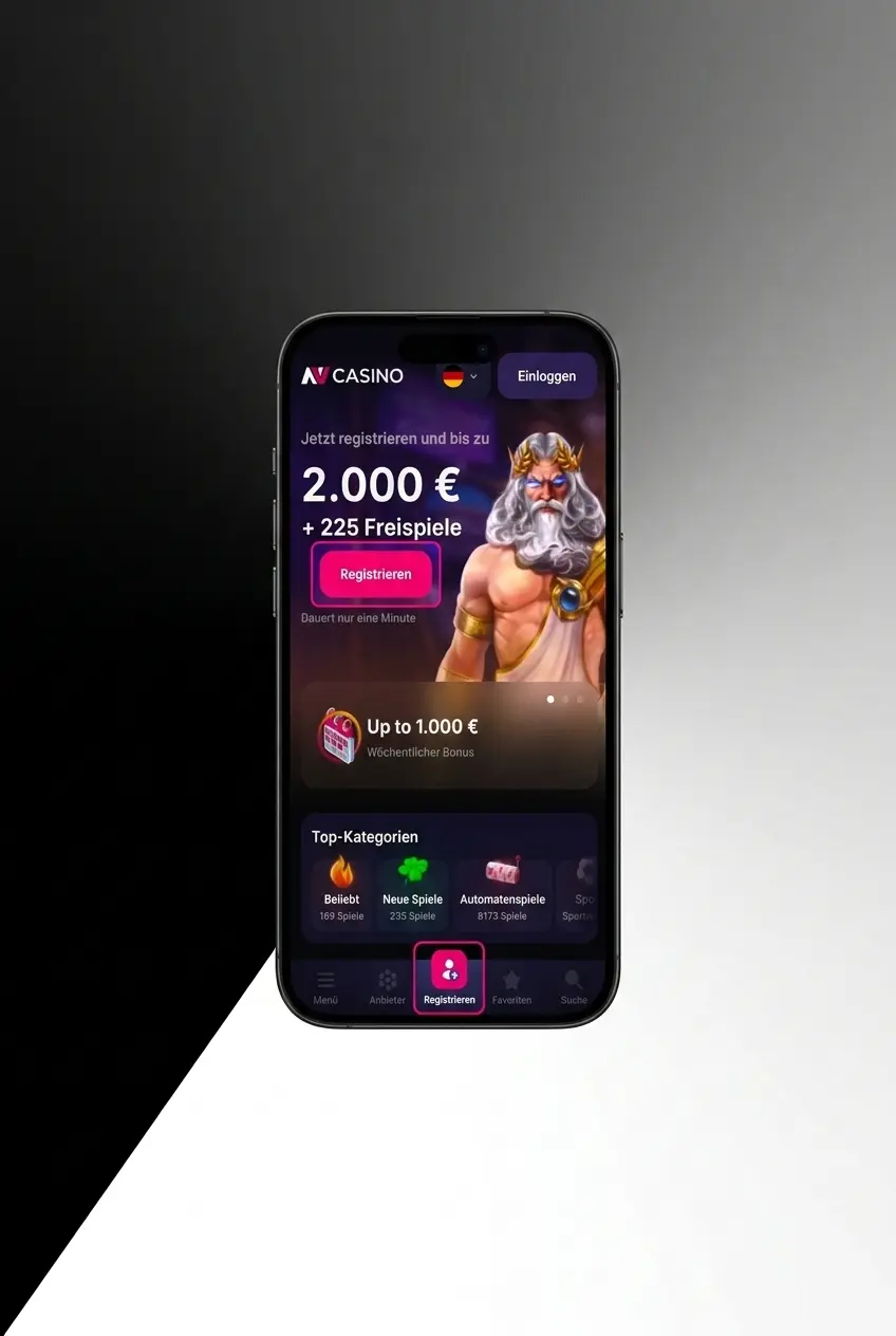 Stappenoverzicht van het registratieproces bij NV CASINO voor het aanmaken van een nieuw account